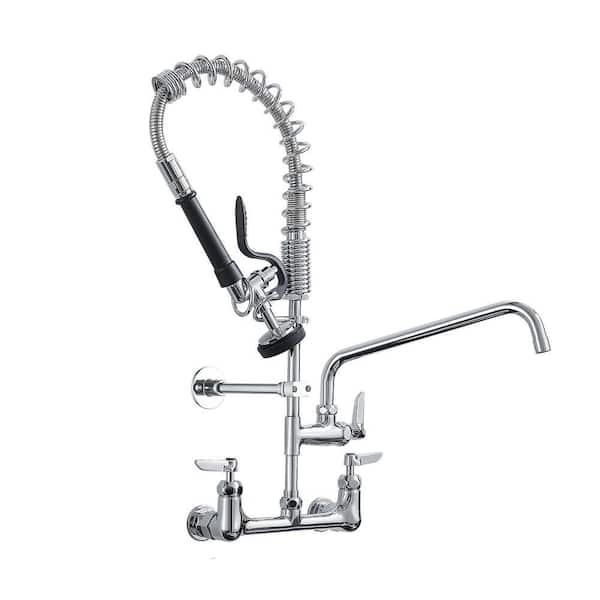 Triple Handle High Arc Pull Out Sprayer Kitchen Faucet in Chrome