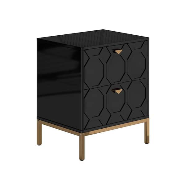 Boyel Living 24.4 in. H Black Freestanding Storage Cabinet with 2 Drawers