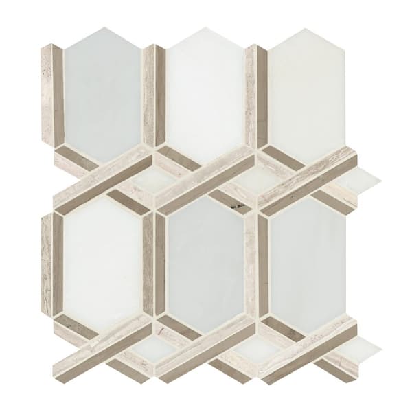Geometric Royal Link 11in. x 13 in. Polished Marble Mesh-Mounted Floor and Wall Tile (10.7 sq. ft./Case)