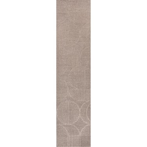 Nordby High-Low Geometric Arch Scandi Striped Taupe/Beige 2 ft. x 8 ft. Indoor/Outdoor Runner Rug