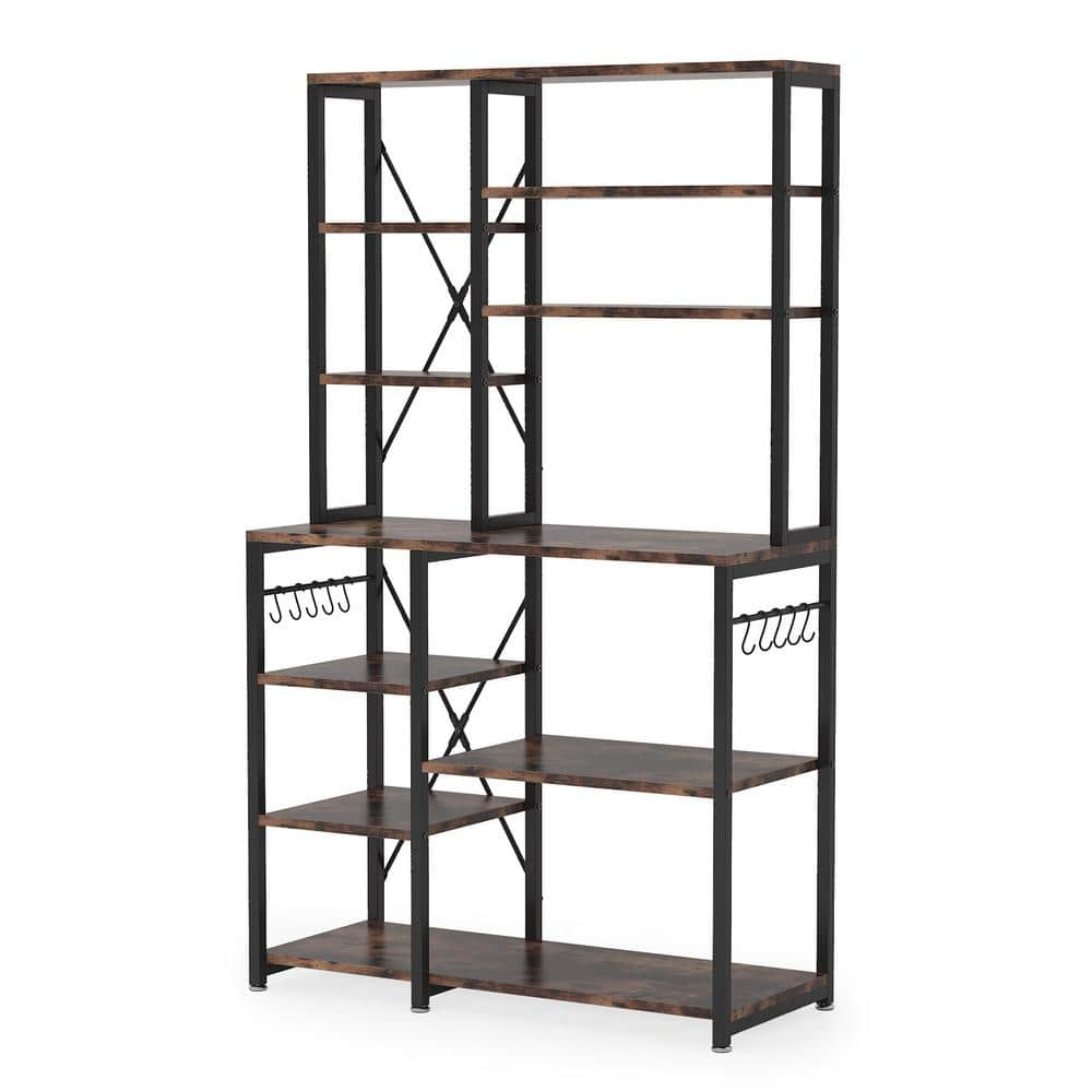 BYBLIGHT Keenyah Brown 6-Tier Kitchen Baker's Racks 1-Drawer and Double  Door Cabinet Metal Frame 31.5 in. x 15.7 in. x 66.9 in. BB-JW0164DT - The  Home Depot