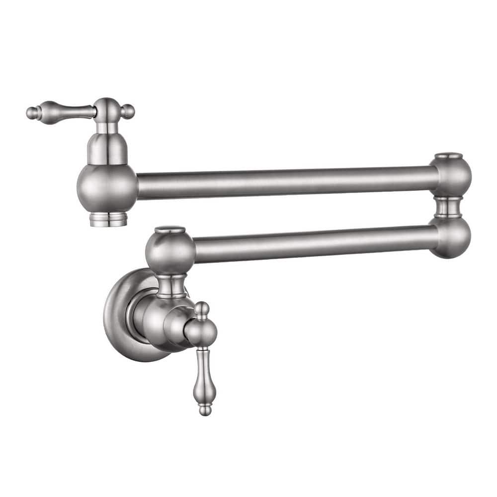 Wall Mounted Commercial Pot Filler Faucet with Dual Joint Folding Arm and 360° Rotation in Brushed Nickel price history on PriceWatchPro