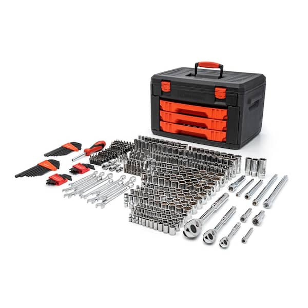 Crescent 1/4 in., 3/8 in., and 1/2 in. Drive SAE/Metric Mechanics Tool Set with 3-Drawer Storage Case (450-Piece)