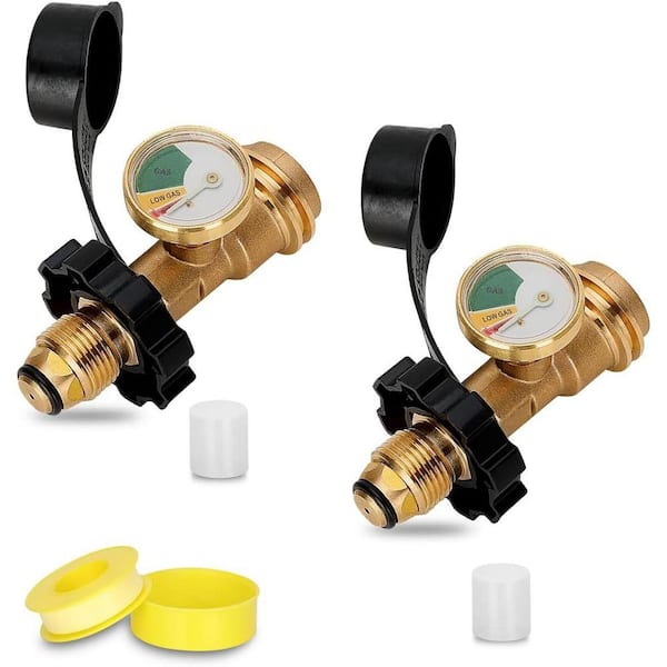 Universal Propane Tank Gauge Adapter for 100 lb & 20 lb Tanks Dual-Fit Pol to Qcc1 Connector LP Gas Gauge