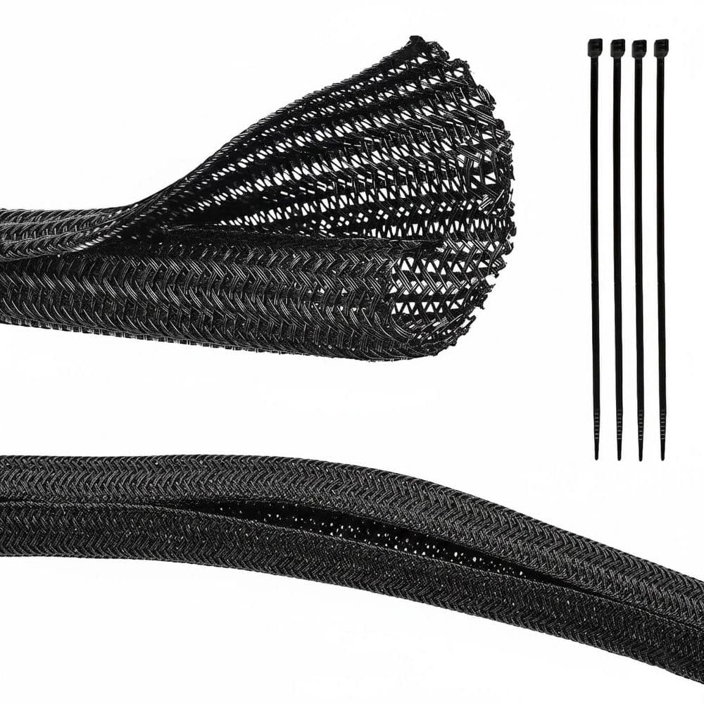Cable Sleeves Cord Management Braided Wire Loom Split Sleeving 3/8 in ...