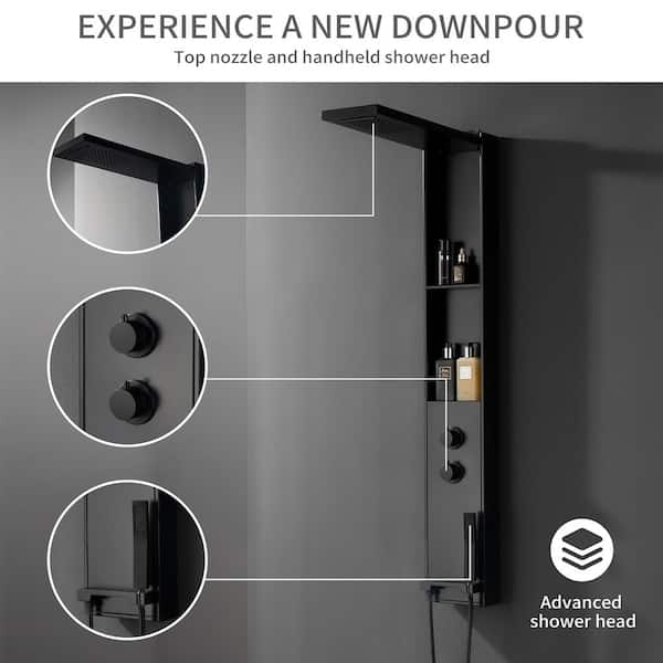 Single Handle 6-Spray Shower Faucet 1.8 GPM with Adjustable Flow Rate in Matte Black