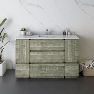 Formosa 53 in. W x 20 in. D x 34.1 in. H Modern Bath Vanity Cabinet Only in Sage Gray without Top