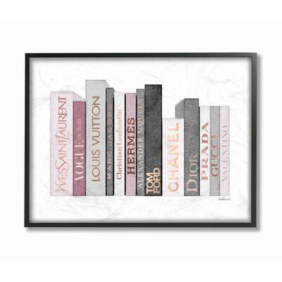 "Fashion Designer Bookstack Pink Grey Watercolor" by Amanda Greenwood Framed Wall Art 20 in. x 16 in.