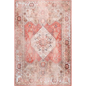Rust 5 ft. 3 in. x 7 ft. 7 in. Dianna Cotton-Blend Distressed Medallion Area Rug
