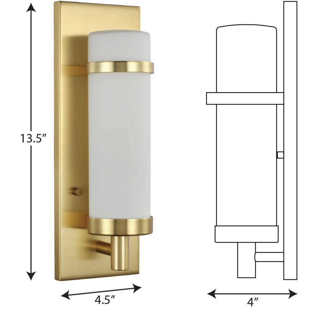 Hartwick Satin Brass Dimmable Wall Sconce with Etched Opal Glass