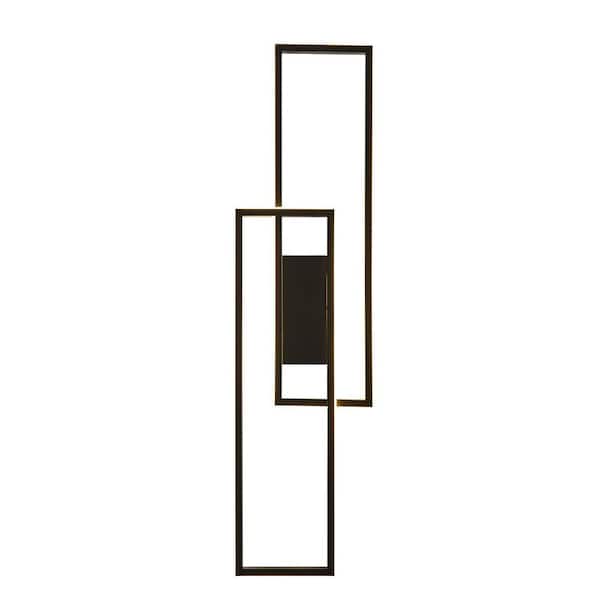 OUKANING 7.48 in. 2-Light Black Modern Indoor Dimmable LED Vanity Light Wall Light with Acrylic Shade and Remote