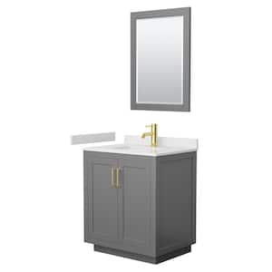 Miranda 30 in. W x 22 in. D x 33.75 in. H Single Sink Bath Vanity in Dark Gray with White Cultured Marble Top and Mirror
