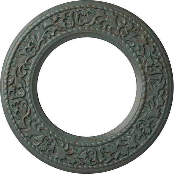 Ekena Millwork 3/4 in. x 13-3/8 in. x 13-3/8 in. Polyurethane Jet Blackthorn Ceiling Medallion, Cloud Burst Crackle