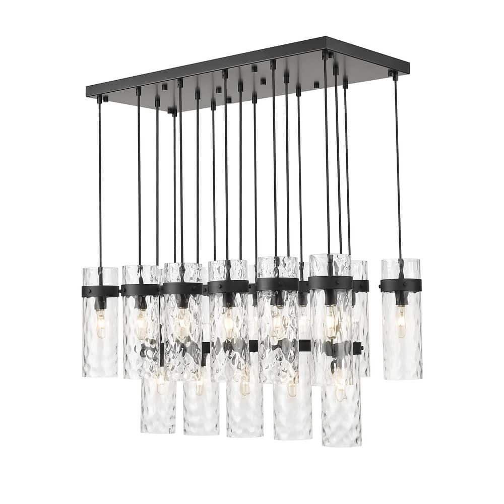 Fontaine 17 Light Matte Black Linear Chandelier for Indoor Use with No Bulb