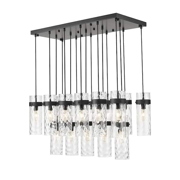Unbranded Fontaine 17 Light Matte Black Linear Chandelier for Indoor Use with No Bulbs Included
