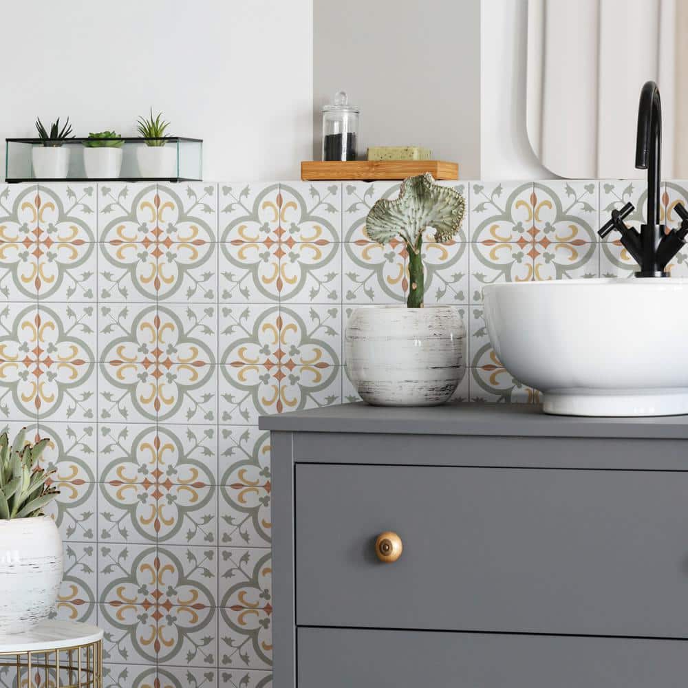 Revival Mini Memory 4" x 4" Off-White Ceramic Patterned Tile