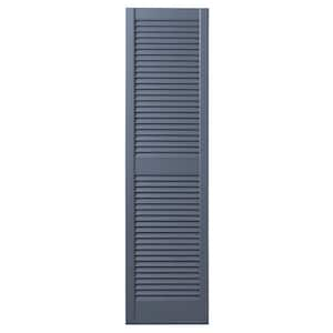 12 in. x 55 in. Open Louvered Polypropylene Shutters Pair in Blue