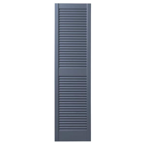 Ply Gem 12 in. x 59 in. Open Louvered Polypropylene Shutters Pair in Blue