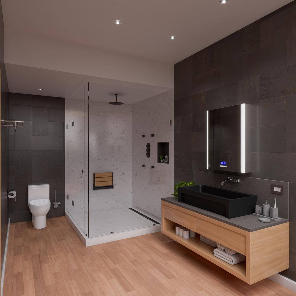 Matte Black Ceramic 36'' Trough Bathroom Sink