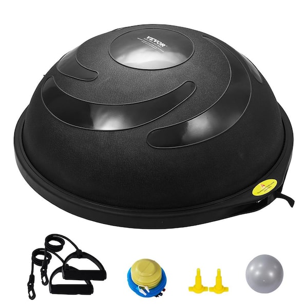 Half Exercise Ball Trainer, 26 in. Balance Ball Trainer, 1500 lbs. Capacity Stability Ball, Yoga Ball with Bands, Black
