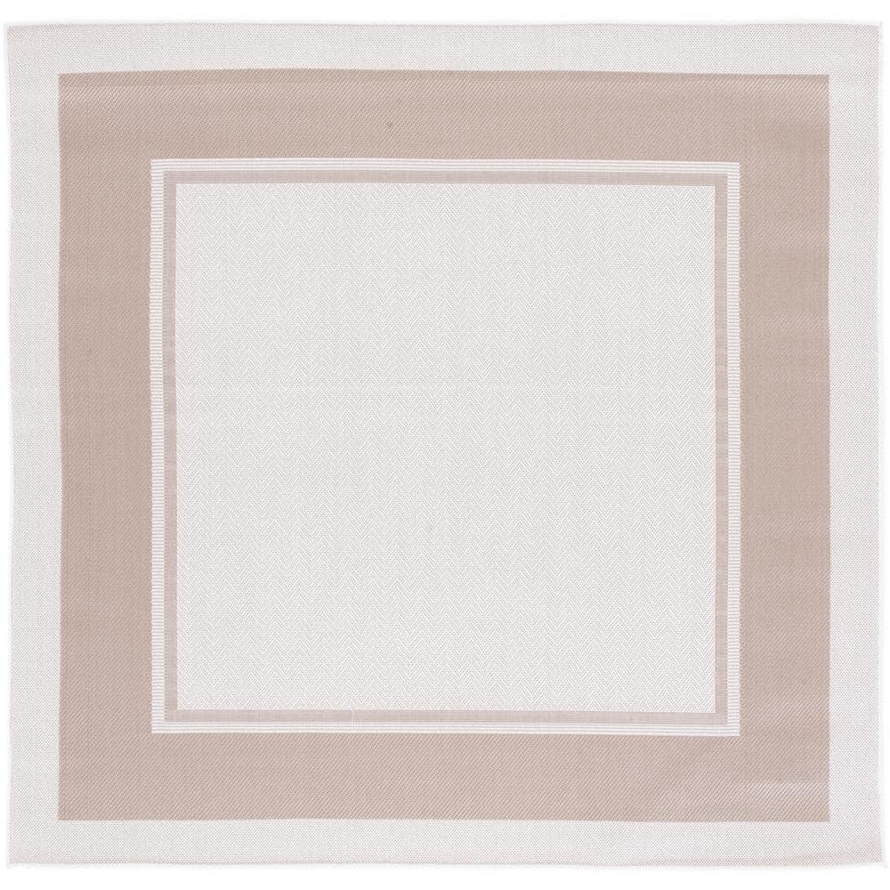 Martha Stewart Ivory/Beige 7 ft. x 7 ft. Square Solid Color Border Indoor/Outdoor Area Rug price history on PriceWatchPro