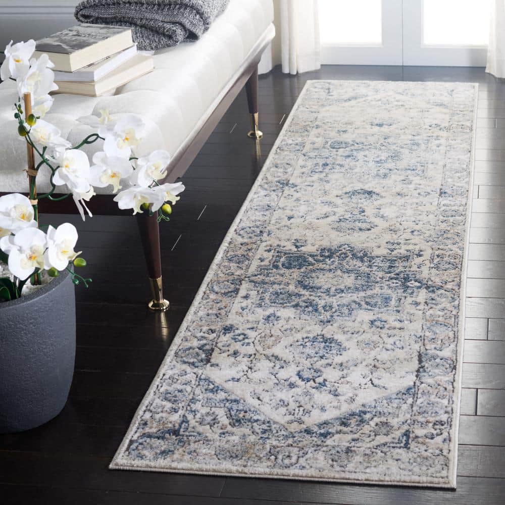 Ivory Medallion 27'' Synthetic Stain-Resistant Area Rug