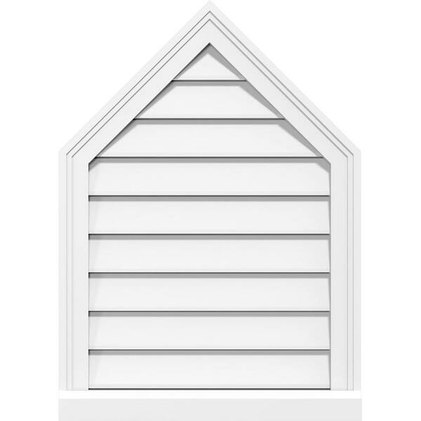 12" x 20" Peaked Top Surface Mount PVC Gable Vent 14/12 Pitch: Functional with Brickmould Sill Frame