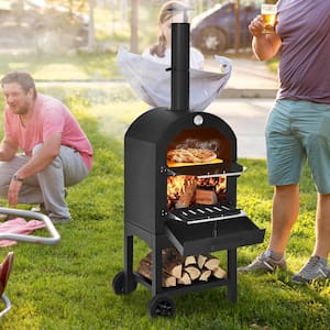 Oven Wood Fire Pizza Maker Grill Outdoor Pizza Oven with Pizza Stone and Waterproof Cover