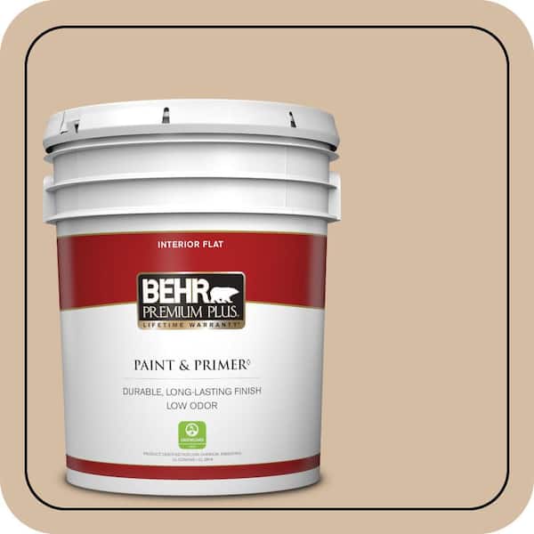 BEHR PREMIUM PLUS 5 gal. Home Decorators Collection #HDC-SM14-3 Concept Beige Flat Low Odor Interior Paint & Primer