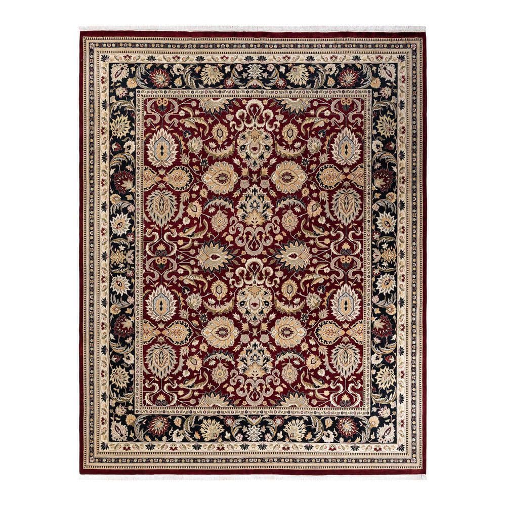 Hand-Knotted Red Wool Traditional 8' x 10' Area Rug