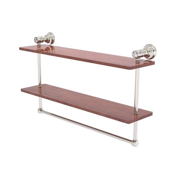 Allied Brass Carolina Crystal Satin Nickel 2-Tier Brass Wall Mount Bathroom Shelf Allied Brass Carolina Crystal Satin Nickel 2-Tier Brass Wall Mount Bathroom Shelf