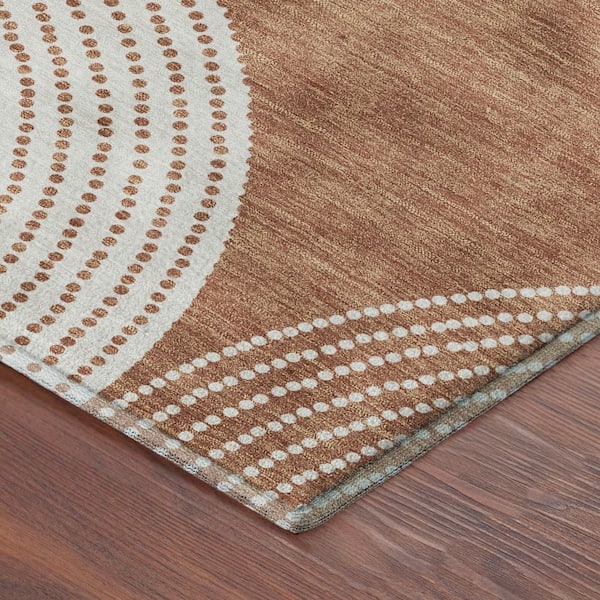 Mayfield Premium Machine Washable Abstract AMF2275 Copper 10 ft. x 14 ft. Area Rug
