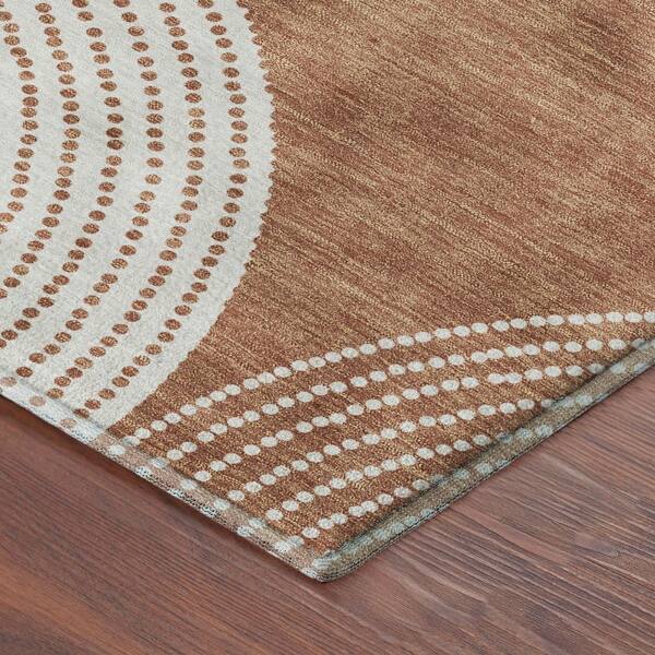 Mayfield Premium Machine Washable Abstract AMF2275 Copper 2 ft. x 3 ft. Accent Rug