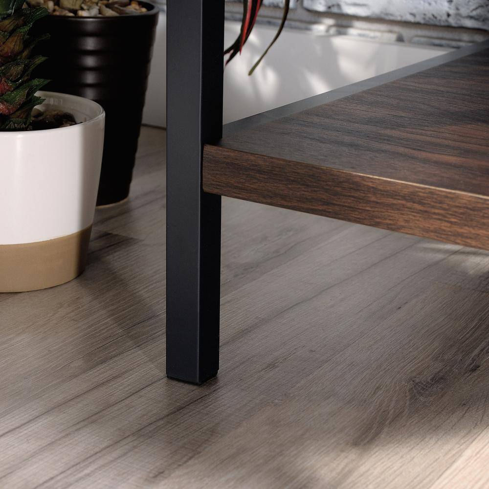 Gray and Walnut Industrial TV Stand with Cabinet for 60" TVs