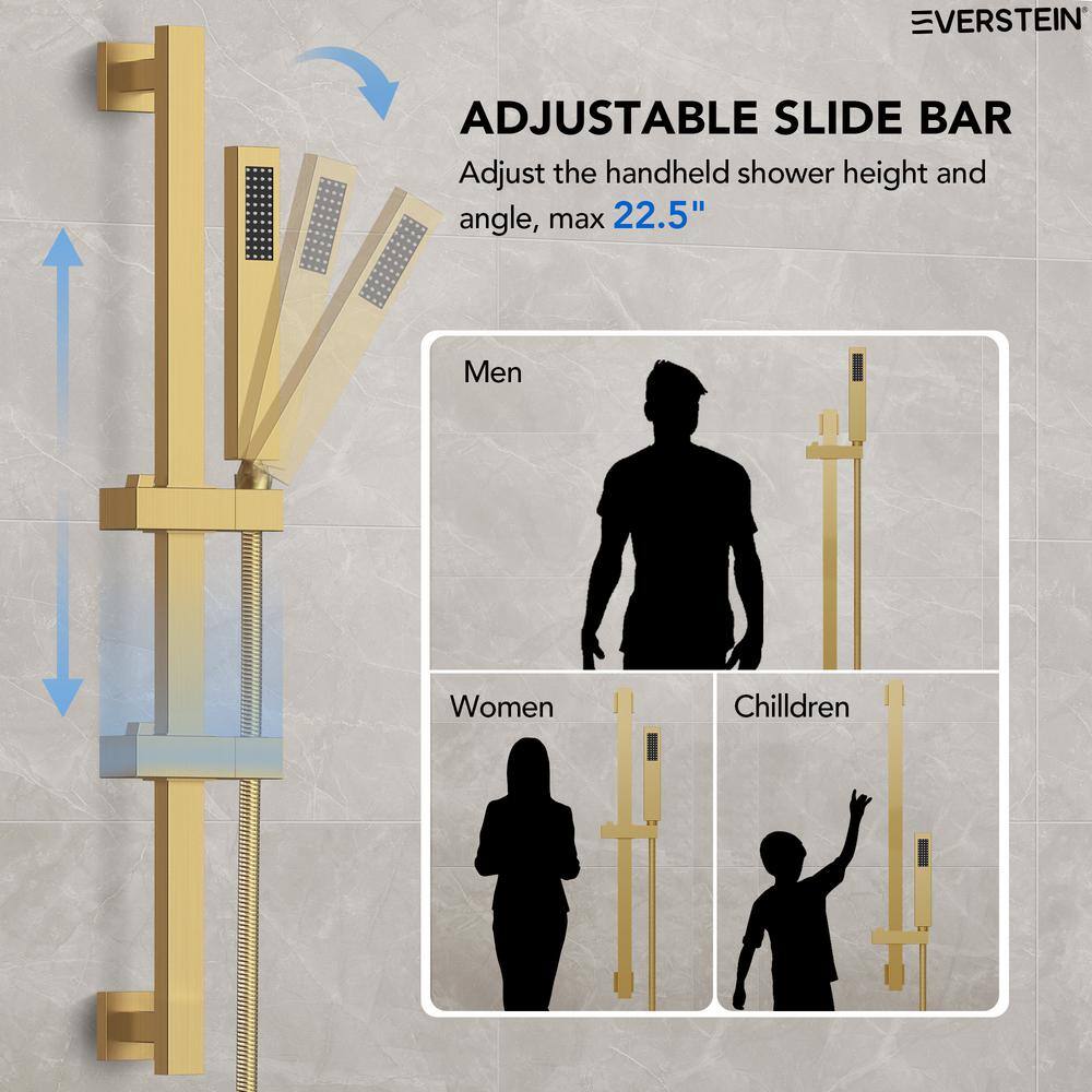 Brushed Gold Dual Shower Head System with Adjustable Handheld Spray