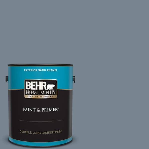 BEHR PREMIUM PLUS 1 gal. #PPU14-05 Forever Denim Satin Enamel Exterior Paint & Primer
