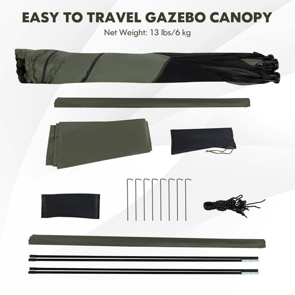 Green 6.7 ft x 6.7 ft Pop-Up Gazebo with Mesh Netting and Carry Bag