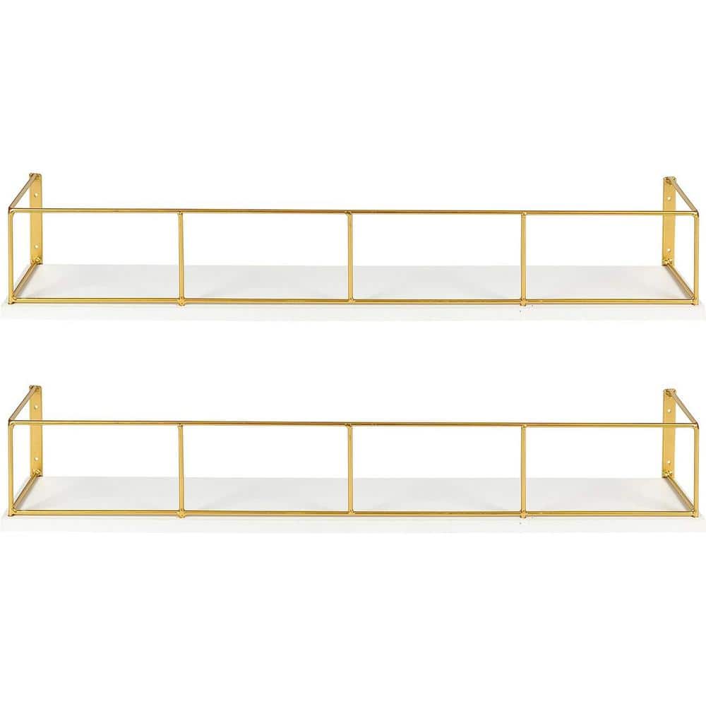 24 in. W x 4 in. H x 4 in. D White/Gold  Over The Toilet Storage Bathroom S