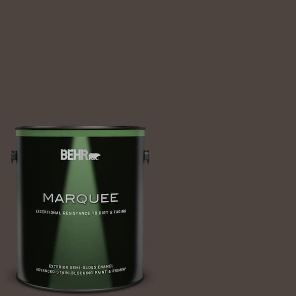 BEHR MARQUEE 1 gal. #PPU5-01 Espresso Beans Semi-Gloss Enamel Exterior Paint & Primer