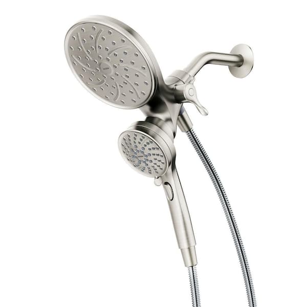 Attract with Magnetix  6-Spray Pattern, 1.75 GPM 6.75 in. Wall Mount Dual Shower Heads in Spot Resist Brushed Nickel