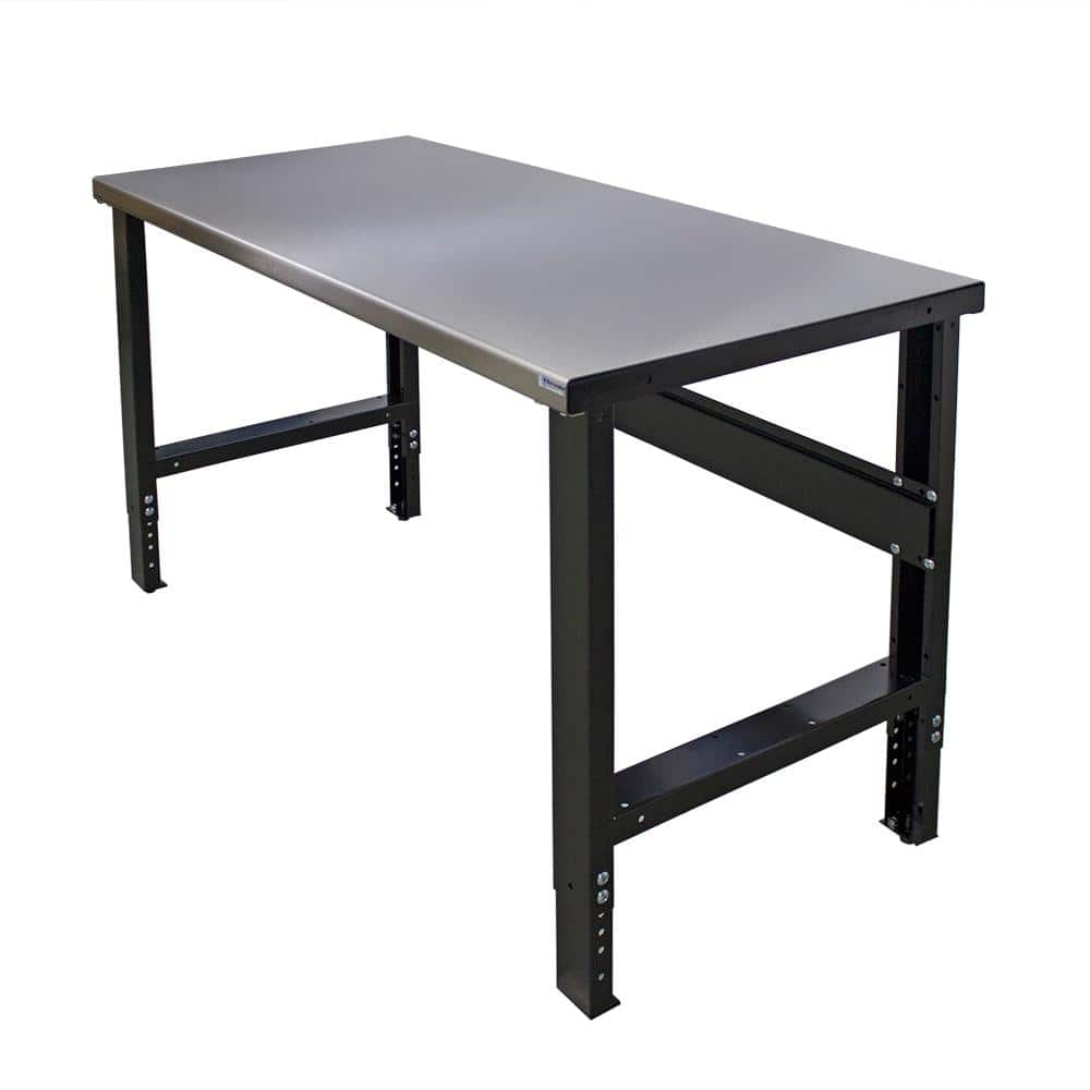 Borroughs 28 In X 72 In Heavy Duty Adjustable Height Workbench With Stainless Steel Top 2018 Wb104ss Ec The Home Depot