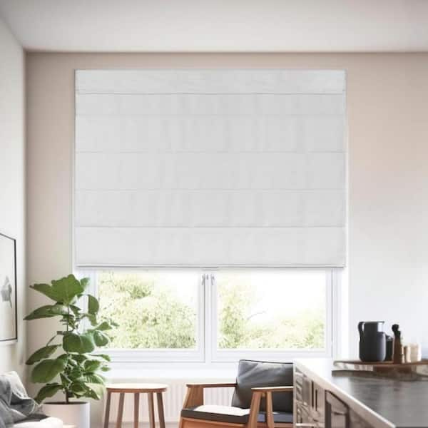 Chicology White Cordless Room Darkening Privacy Polyester Roman Shade 31 in. W x 64 in. L