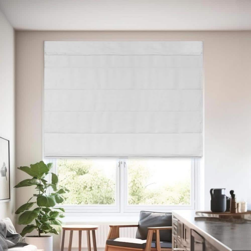White Cordless Room Darkening Privacy Polyester Roman Shade 39 in. W x 64 in. L price history on PriceWatchPro