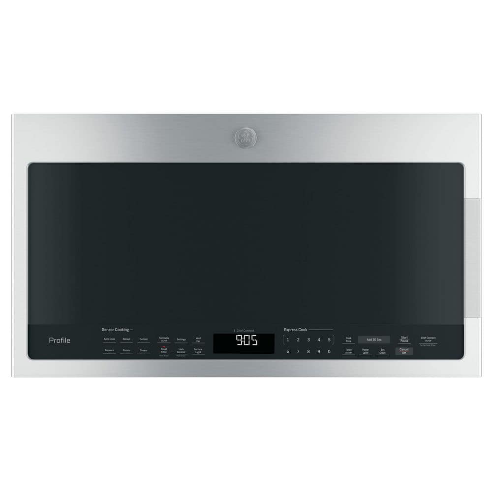 GE Profile Profile 2.1 cu. ft. Over the Range Microwave in Stainless Steel with Sensor Cooking, Silver