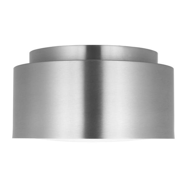 SCOTT LIVING - Dartmore 10 in. W x 5.625 in. H 1-Light Brushed Nickel Modern Flush Mount with Steel Shade and No Bulb Included