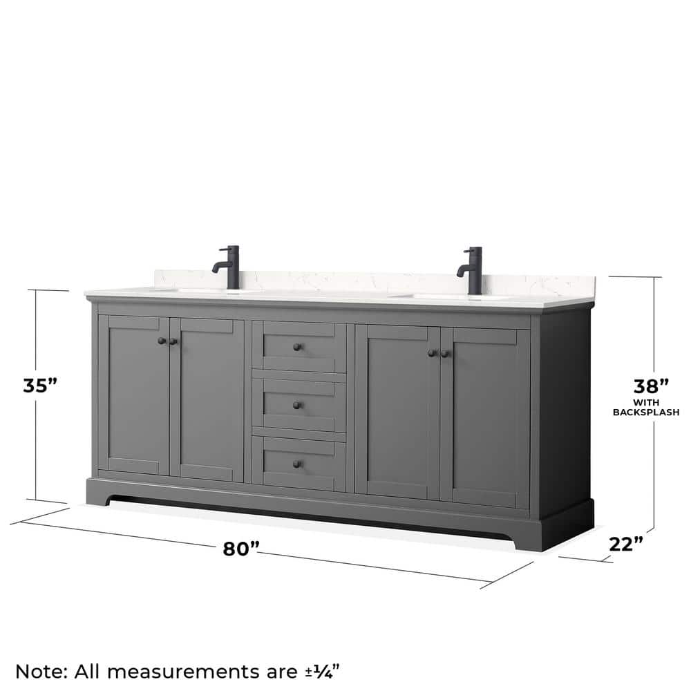 Avery 80'' Dark Gray Double Vanity with Marble Top