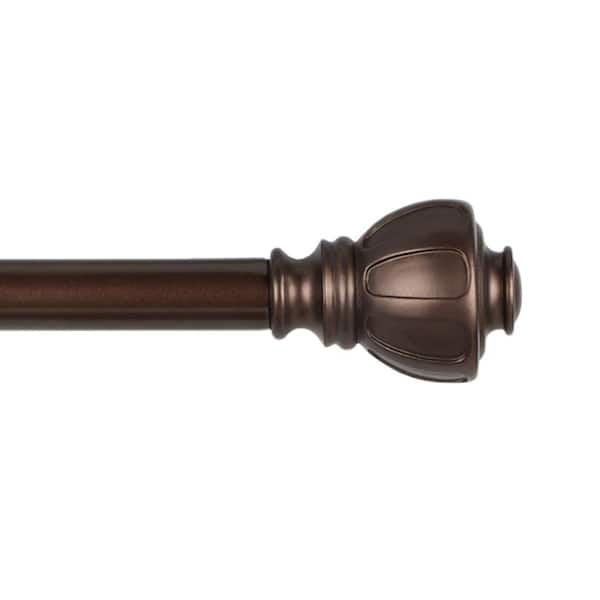 EXCLUSIVE HOME Ronaldo 66 in. - 120 in. Adjustable 1 in. Single Curtain Rod Kit in Oil Rubbed Bronze with Finial
