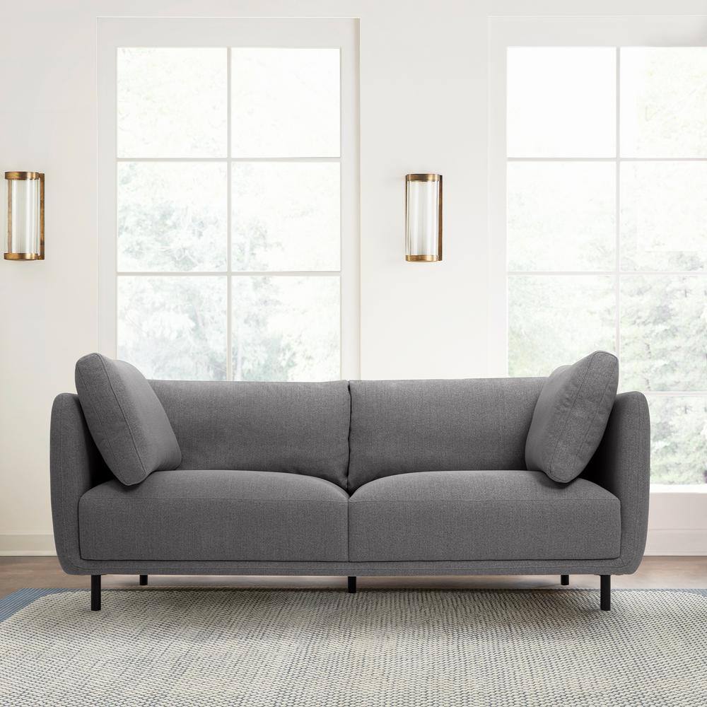 Armen Living Serenity 79 in. Square Arm Fabric Rectangle Sofa in Gray ...