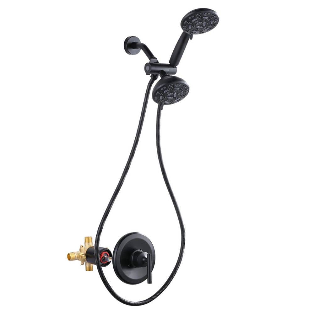 Single Handle 7-Spray Double Shower Heads Shower Faucet 1.8 GPM with Pressure Balance Valve in Matte Black price history on PriceWatchPro