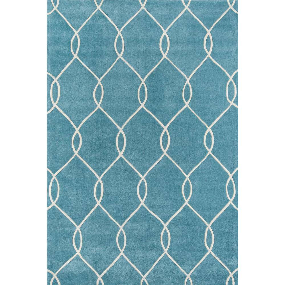 Teal Hand-Tufted Geometric 8' x 10' Synthetic Area Rug